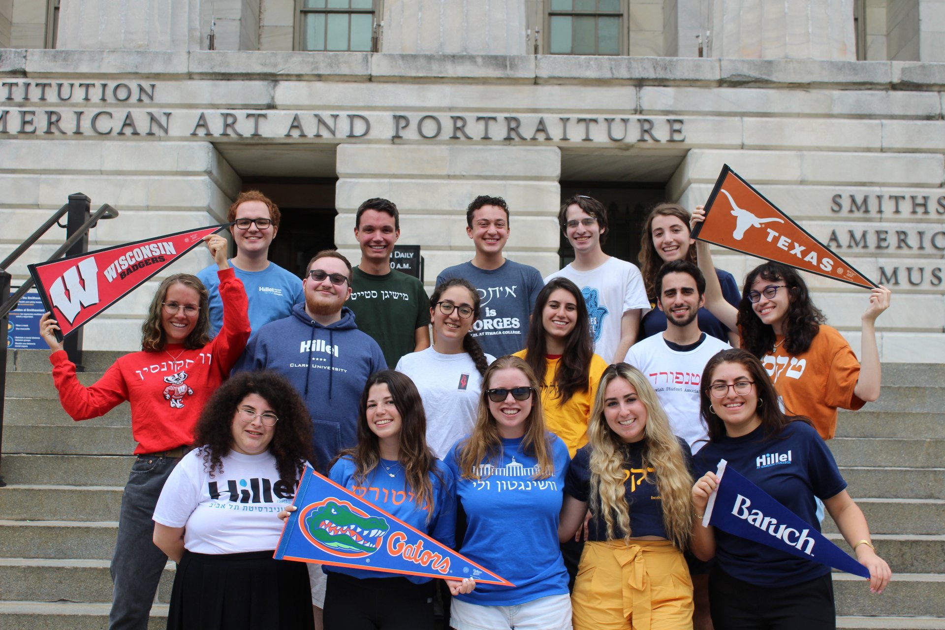 Hillel students wearing their school's t-shirt