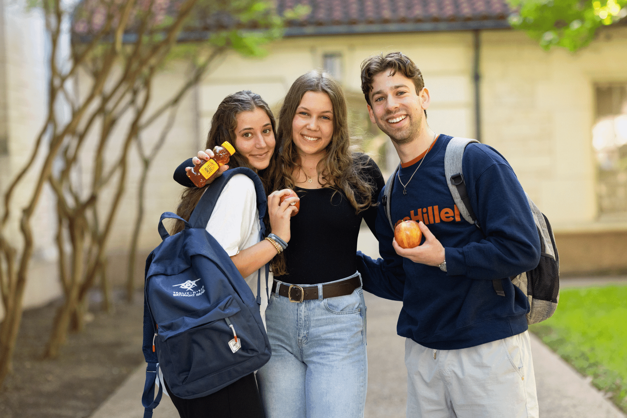 Hillel Students with Apples and Honey