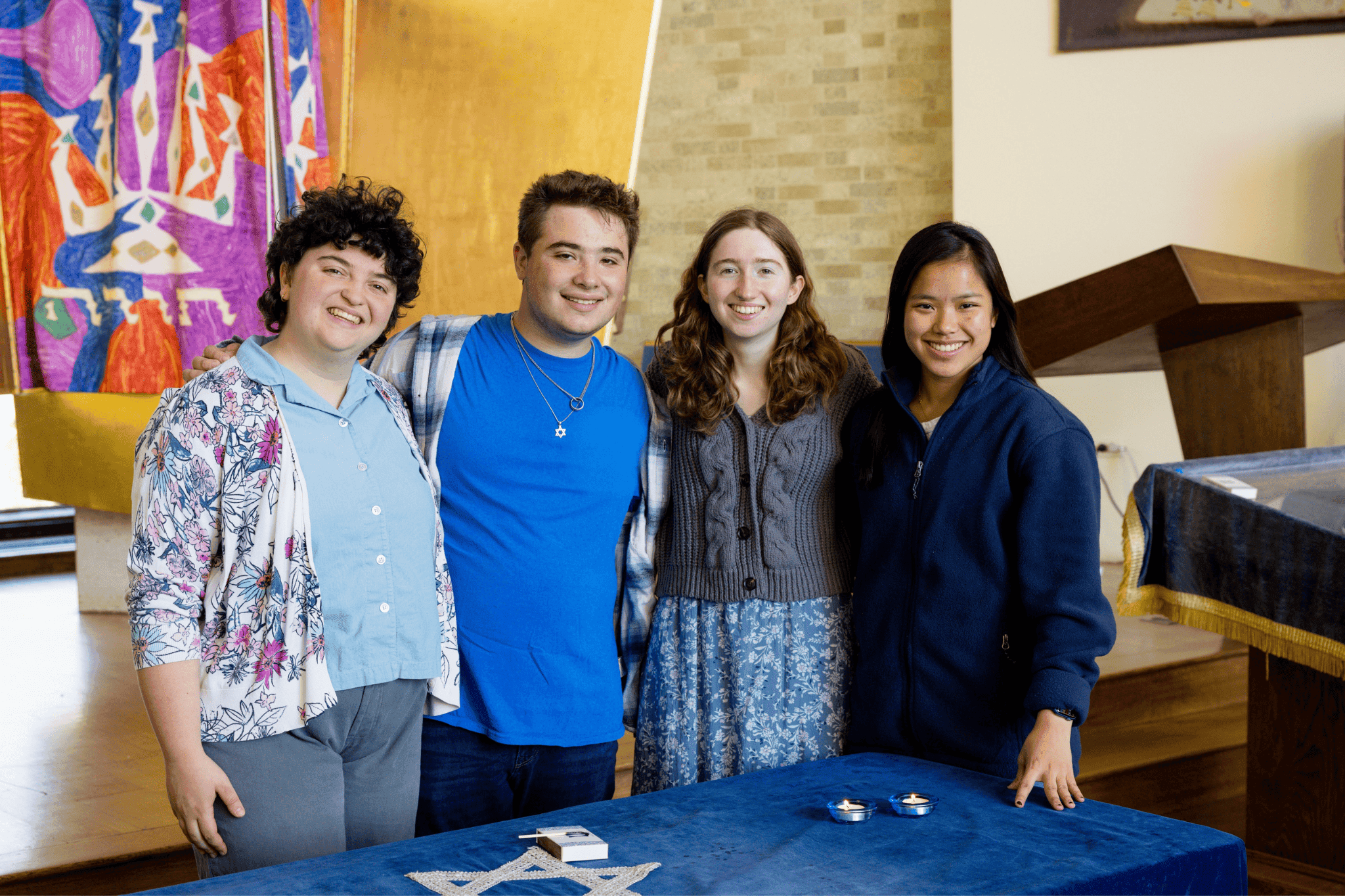Hillel students at a table.