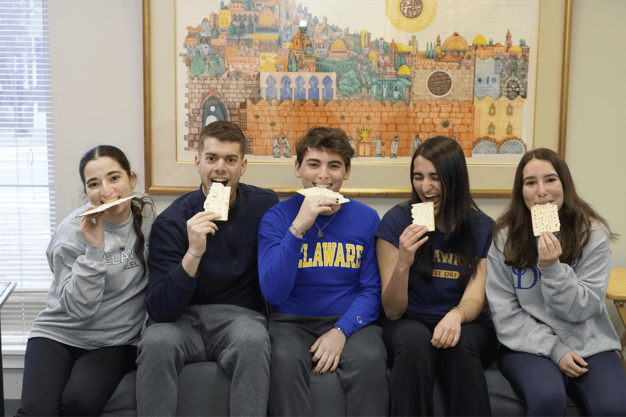Hillel students at a table.
