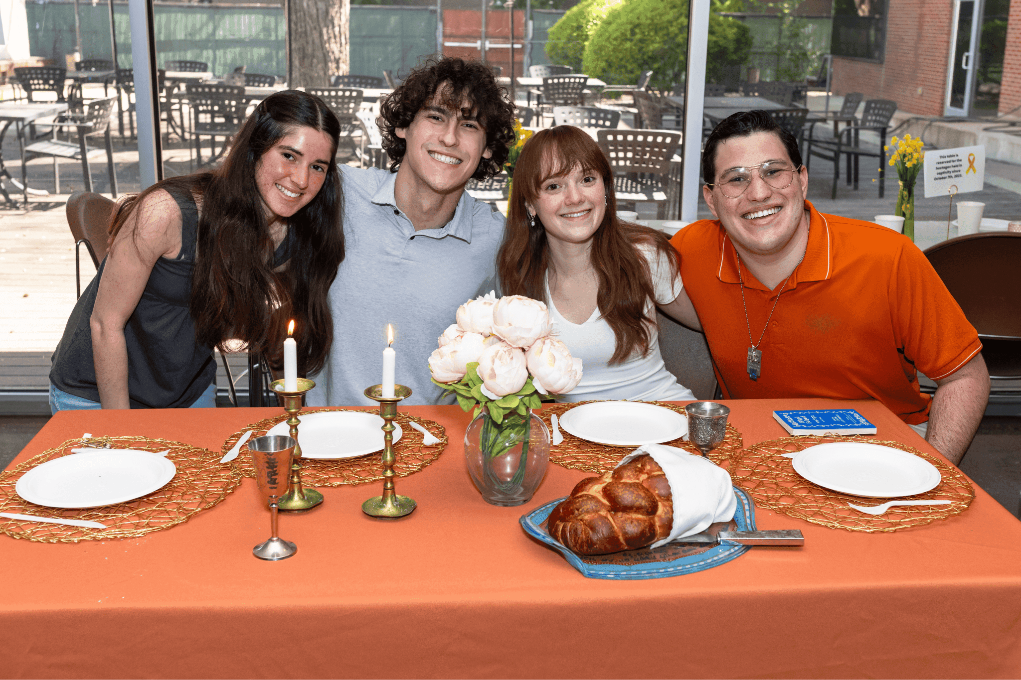 Hillel students at a table.