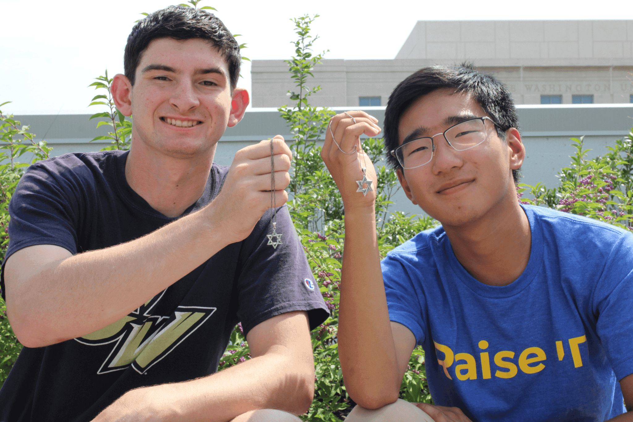 Hillel students with Stars of David.